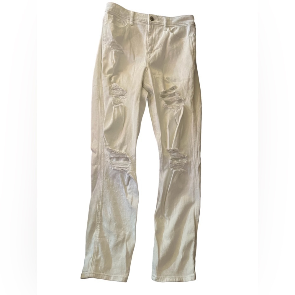 HOLLISTER CO. White Skinny Ripped Distressed Denim Jeans